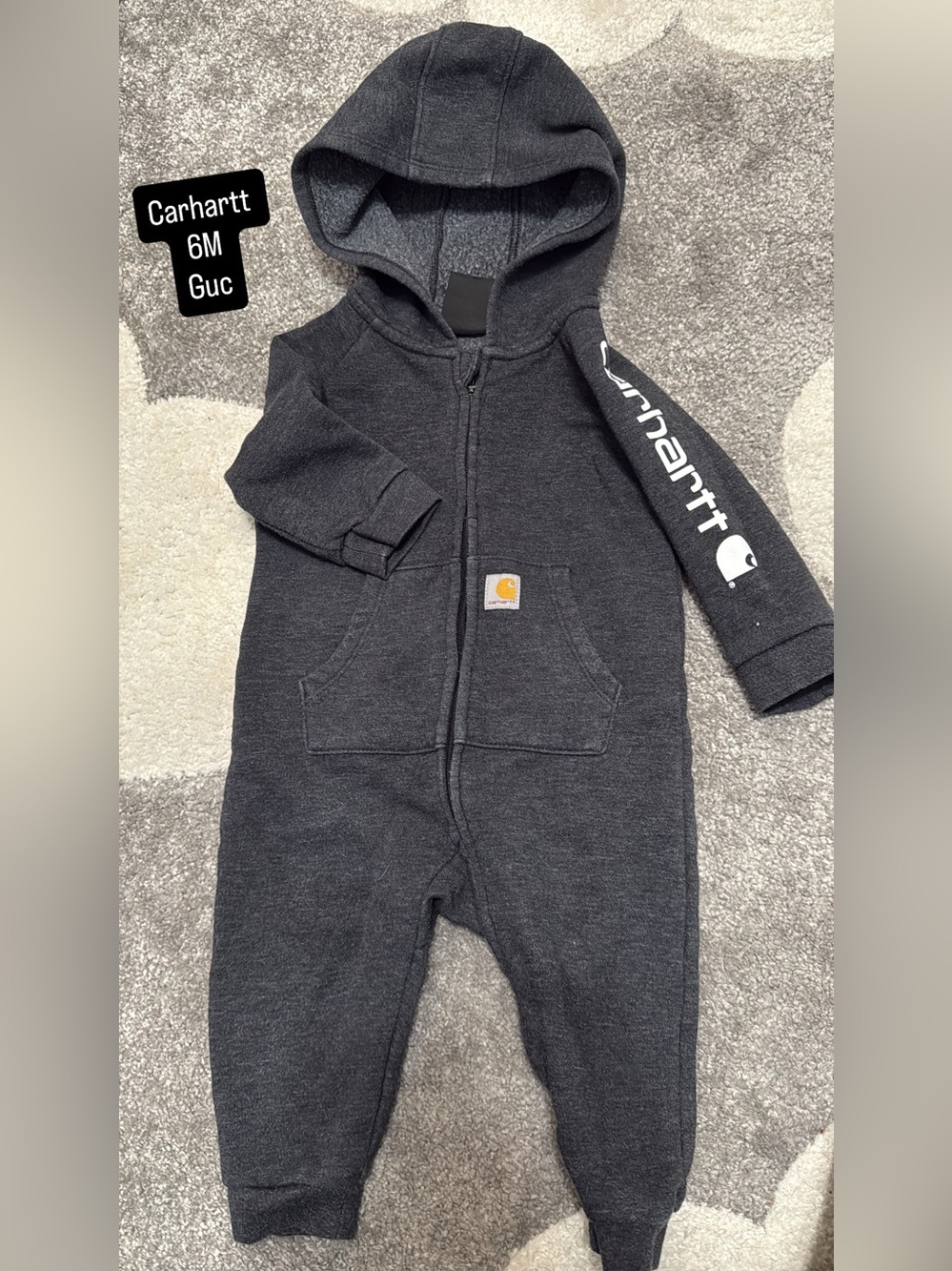 Carhartt Charcoal Gray Hooded Infant One-Piece